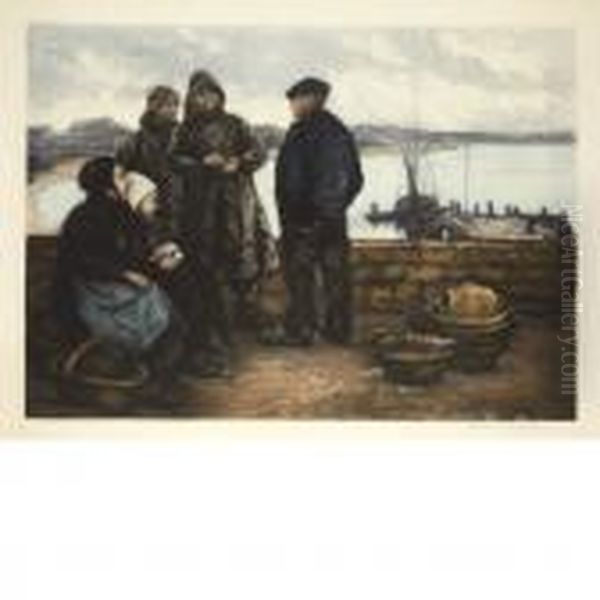 Fisherfolk Oil Painting by Manuel Robbe