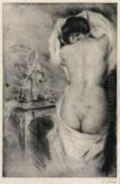 Nu Se Coiffant Oil Painting by Manuel Robbe