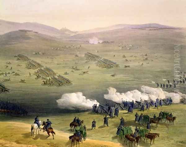 Charge of the Light Cavalry Brigade, October 25th 1854, detail of artillery, from The Seat of War in the East, pub. by Paul and Dominic Colnaghi and Co., 1856 Oil Painting by William Simpson