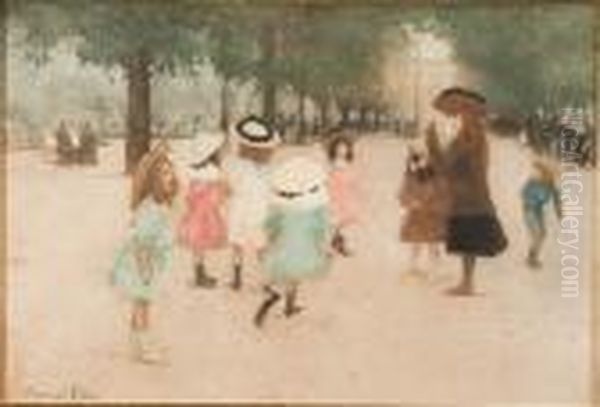 Aux Tuileries And An Evening Fete Oil Painting by Manuel Robbe