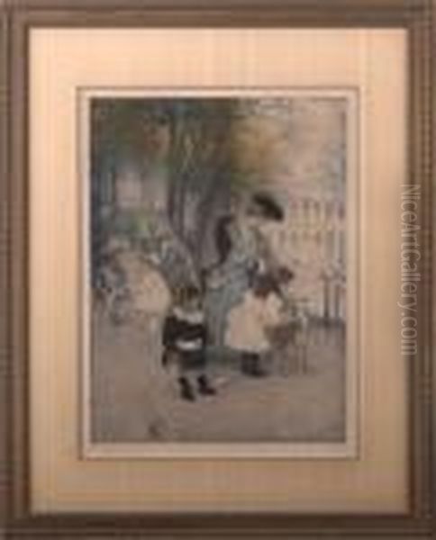 Au Parc Monceau Oil Painting by Manuel Robbe