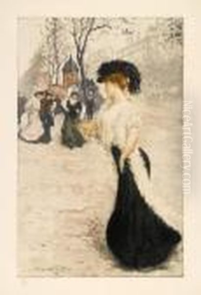 Femme Sur Les Boulevards. Oil Painting by Manuel Robbe