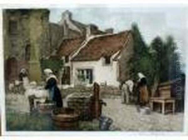 La Lessive Oil Painting by Manuel Robbe