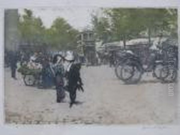 Femmes Dans La Rue Oil Painting by Manuel Robbe