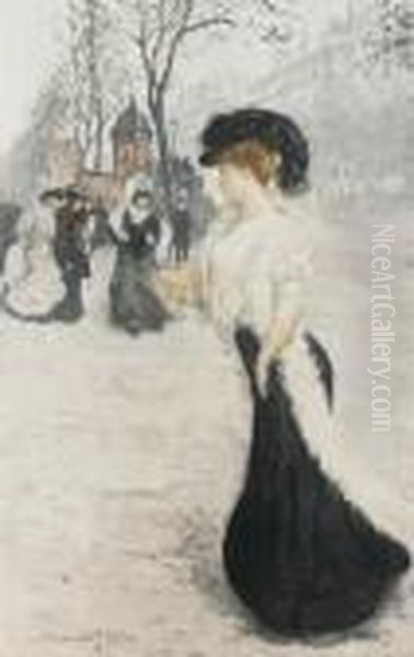 Femme Sur Les Boulevards Oil Painting by Manuel Robbe