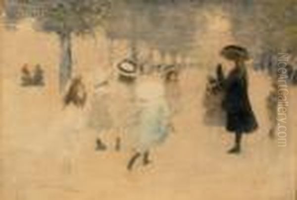 Le Jardin Des Tuileries Oil Painting by Manuel Robbe