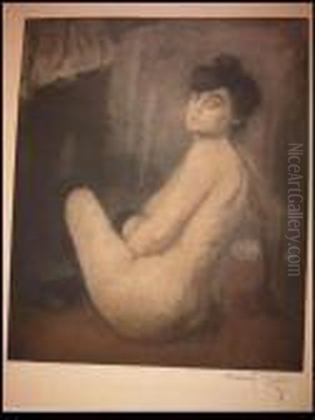 Nu Assise Se Tourne Oil Painting by Manuel Robbe