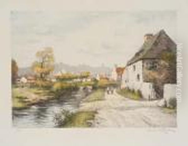 Ferme Au Bord De L'eau Oil Painting by Manuel Robbe