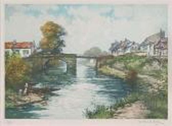 Pont Du Village Oil Painting by Manuel Robbe