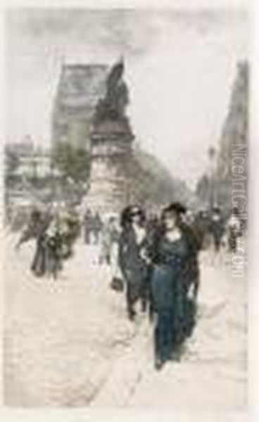 La Place Clichy Oil Painting by Manuel Robbe