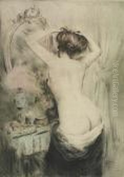 Nu Se Coiffant Oil Painting by Manuel Robbe