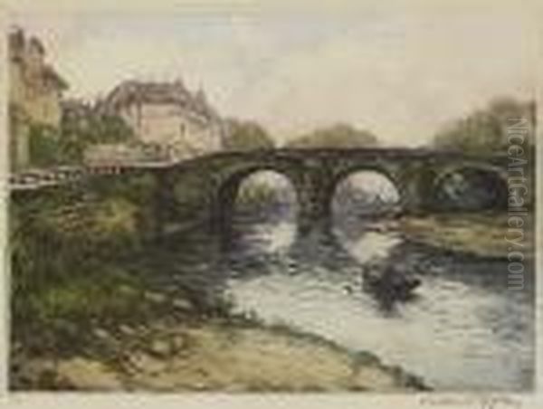 Ponte De L'isle Adam>. Oil Painting by Manuel Robbe