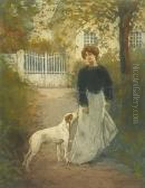 Femme Au Chien Oil Painting by Manuel Robbe