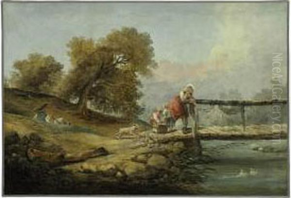 La Passerelle Oil Painting by Hubert Robert