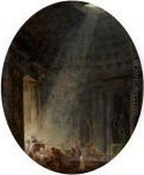 L'abreuvoir Oil Painting by Hubert Robert