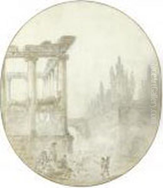 Souvenir Du Temple De La Concorde Oil Painting by Hubert Robert