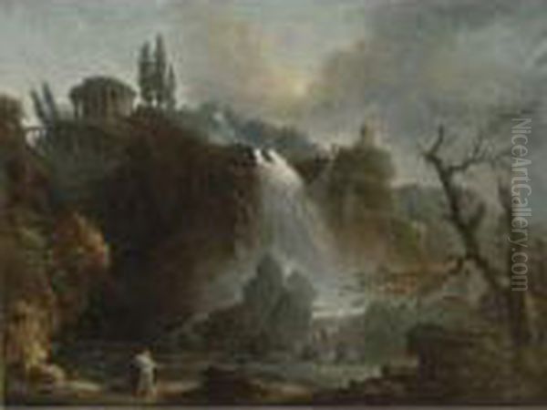 The Cascades At Tivoli Oil Painting by Hubert Robert