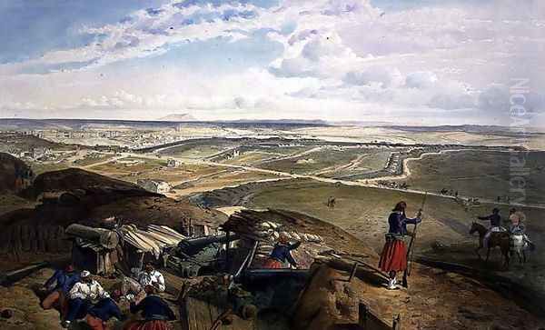 Bastion du Mat, plate from The Seat of War in the East, pub. by Paul and Dominic Colnaghi and Co., 1856 Oil Painting by William Simpson