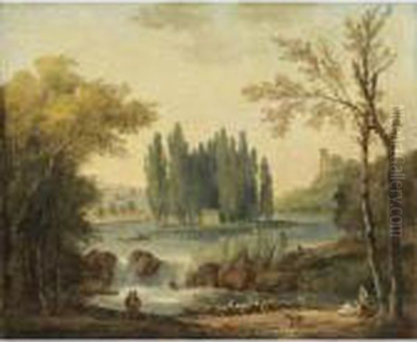 A View Of The Park At Ermenonville With The Tomb Of Jean-jacquesrousseau Oil Painting by Hubert Robert