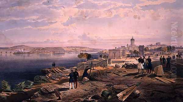 Sebastopol from the Rear of Fort Nicholas, plate from The Seat of War in the East, pub. by Paul and Dominic Colnaghi and Co., 1856 Oil Painting by William Simpson