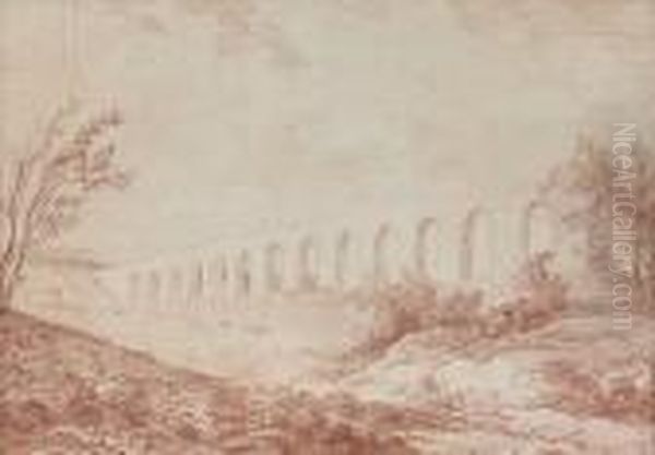 Vue De L'aqueduc De Maintenon Oil Painting by Hubert Robert