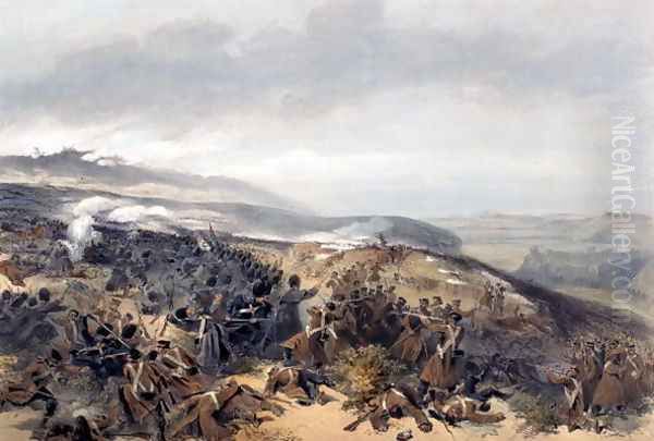 Second Charge of the Guards when they retook the Two Gun Battery at the Battle of Inkerman, engraved by Edmond Morin 1824-82 from The Seat of War in the East - First Series, published by Colnaghi and Co., 1855 Oil Painting by William Simpson