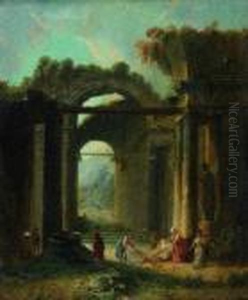 lavandieres Dans Des Ruines Antiques Oil Painting by Hubert Robert