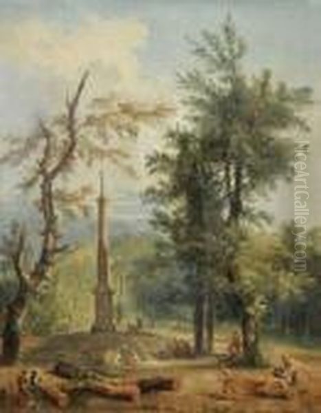 Reunion De Pelerins Enforet Oil Painting by Hubert Robert