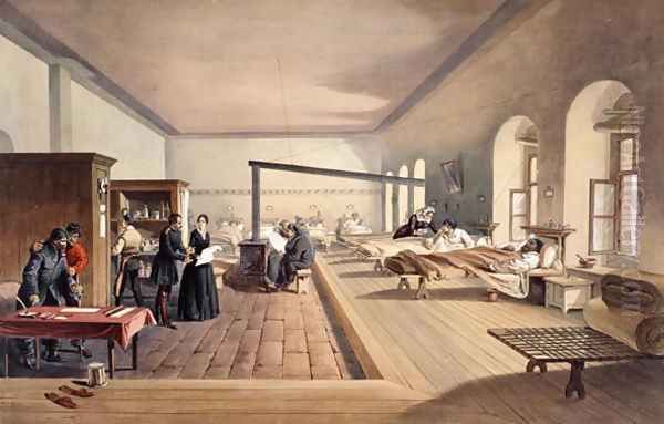 One of the Wards of the Hospital at Scutari, from The Seat of War in the East - Second Series published by Colnaghi and Co. 1856 Oil Painting by William Simpson