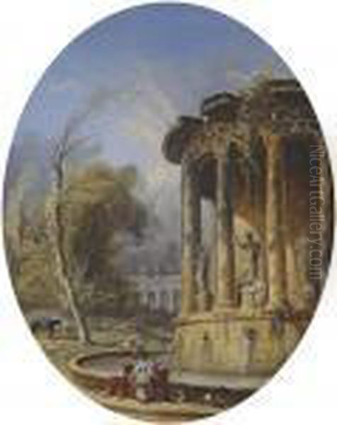 Rotonde Animee Oil Painting by Hubert Robert