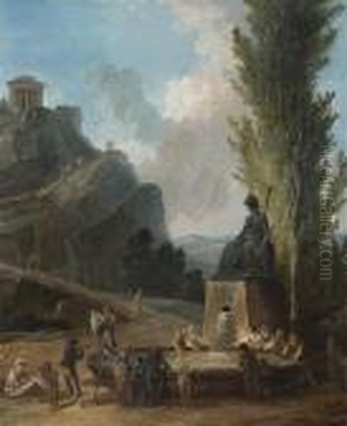 La Fontaine De Minerve Oil Painting by Hubert Robert