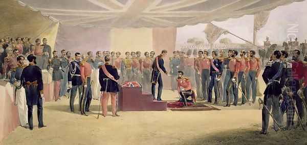 The Investiture of the Order of the Bath, plate from The Seat of War in the East, pub. by Paul and Dominic Colnaghi and Co., 1856 Oil Painting by William Simpson