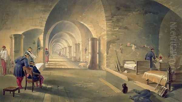 Interior of Fort Nicholas, plate from The Seat of War in the East, pub. by Paul and Dominic Colnaghi and Co., 1856 Oil Painting by William Simpson