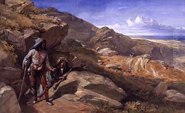 Two Bandits in the Hills, 1857 Oil Painting by William Simpson