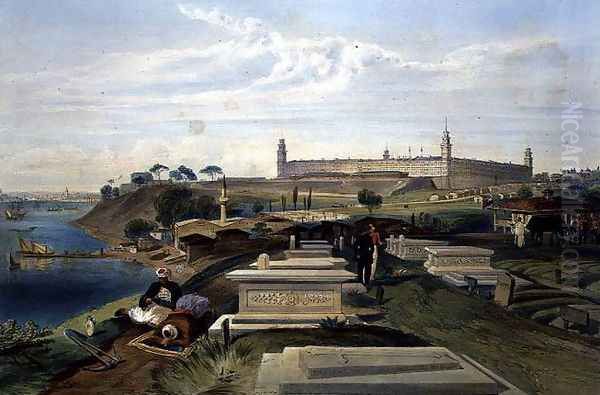 Hospital and Cemetery, Scutari, plate from The Seat of War in the East, pub. by Paul and Dominic Colnaghi and Co., 1856 Oil Painting by William Simpson