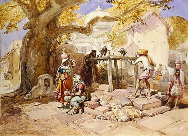 The Village Well, 1864 Oil Painting by William Simpson