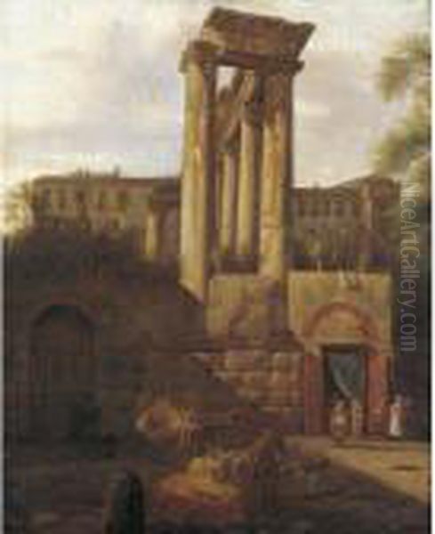 Roman Landscape Oil Painting by Hubert Robert