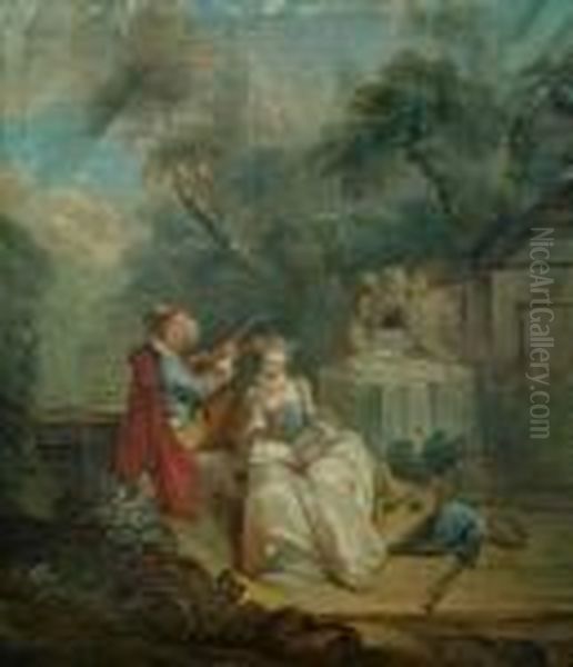 A Pastoral Duet Oil Painting by Hubert Robert