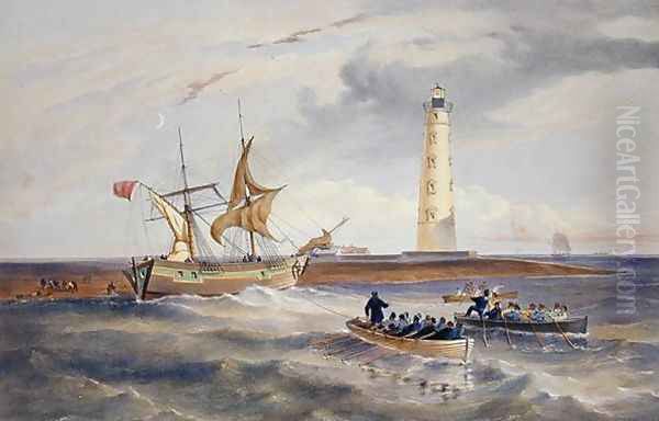 The Lighthouse at Cape Chersonese, plate from The Seat of War in the East, published by Colnaghi and Co., 1856 Oil Painting by William Simpson