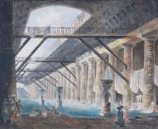 Laundresses At The Roman Baths by Hubert Robert