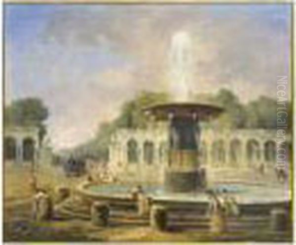 Projet Pour L'amenagement De La 
Place De La Concorde Et L'edification De L'arc De Triomphe Avec Vue Sur 
Les Champs-elysees Oil Painting by Hubert Robert