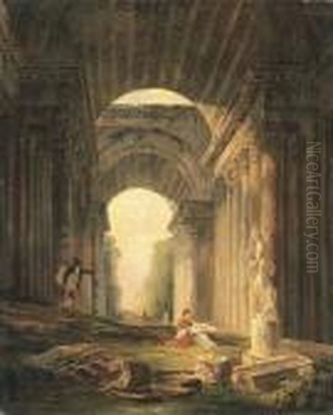 Le Dessinateur Oil Painting by Hubert Robert