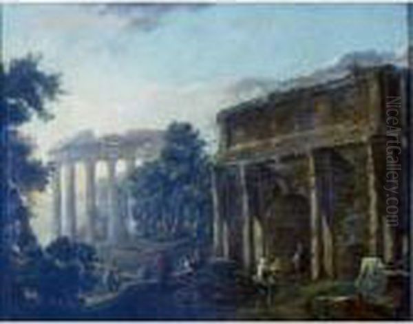 Roman Ruins Oil Painting by Hubert Robert