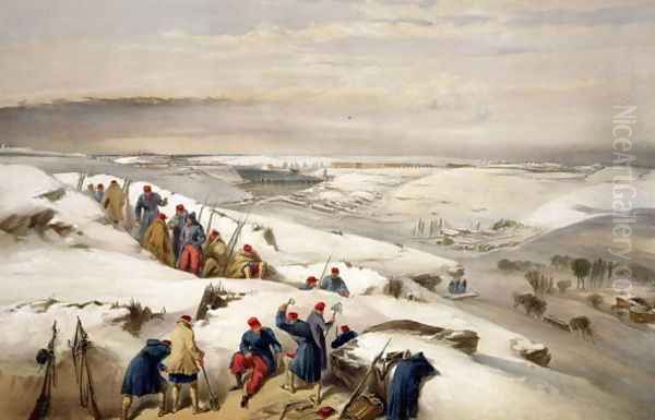 Sebastopol from the Extreme Right of the Trench Attack, plate from The Seat of War in the East, published by Colnaghi and Co., 1856 Oil Painting by William Simpson