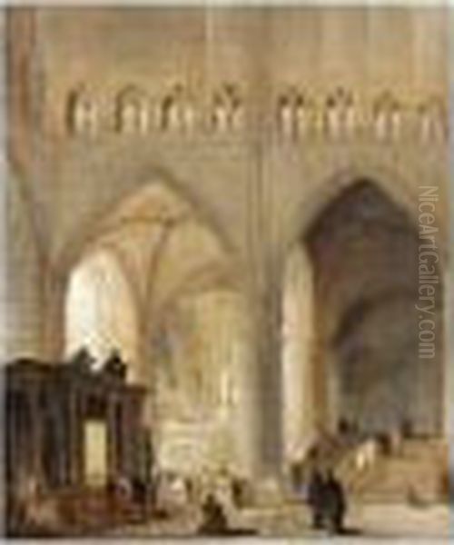 Interieur De L'eglise De Saint Denis Oil Painting by Hubert Robert