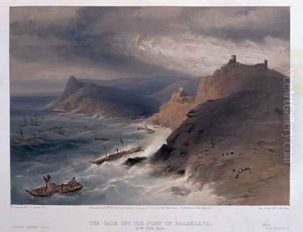 The Gale off the Port of Balaklava, 14th November 1854, engraved by R. Carrick, from The Seat of War in the East - First Series, published by Colnaghi and Co., 1855 Oil Painting by William Simpson