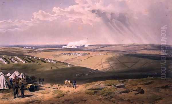 Distant View of Lord Raglan's Head Quarters, plate from The Seat of War in the East, pub. by Paul and Dominic Colnaghi and Co., 1856 Oil Painting by William Simpson