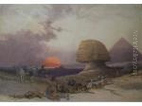 Approach Of The Simoon: Desert Of Gizeh Oil Painting by David Roberts