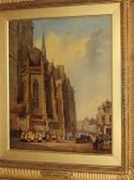 A Religious Procession Oil Painting by David Roberts