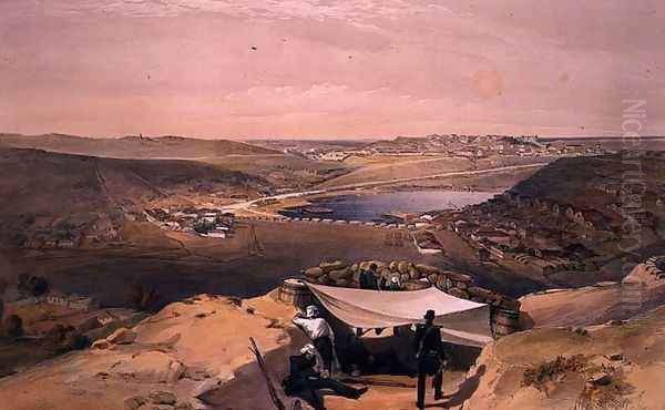 Town Batteries, or Interior Fortifications of Sebastopol, plate from The Seat of War in the East, pub. by Paul and Dominic Colnaghi and Co., 1856 Oil Painting by William Simpson